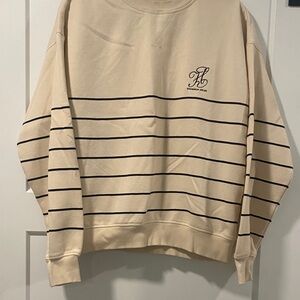 H&M Cream Striped Sweatershirt